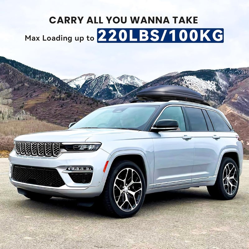 FLYCLE 220Lbs Lockable Roof Rack Crossbars for 2021-2026 Grand Cherokee L, 2022-2026 Grand Cherokee WL, Heavy Duty Aluminum Anti-Corrosion Cross Bar Fit Luggage Luggage Kayaks Bicycles Snowboard - Image 3